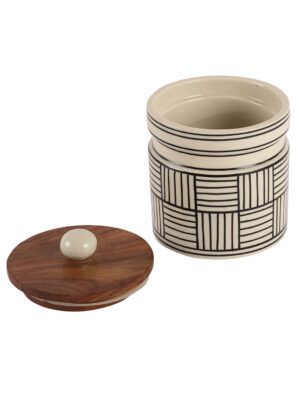 Premium Handpainted Ceramic Jar – Airtight with Wooden Lid | Microwave & Dishwasher Safe - Image 3