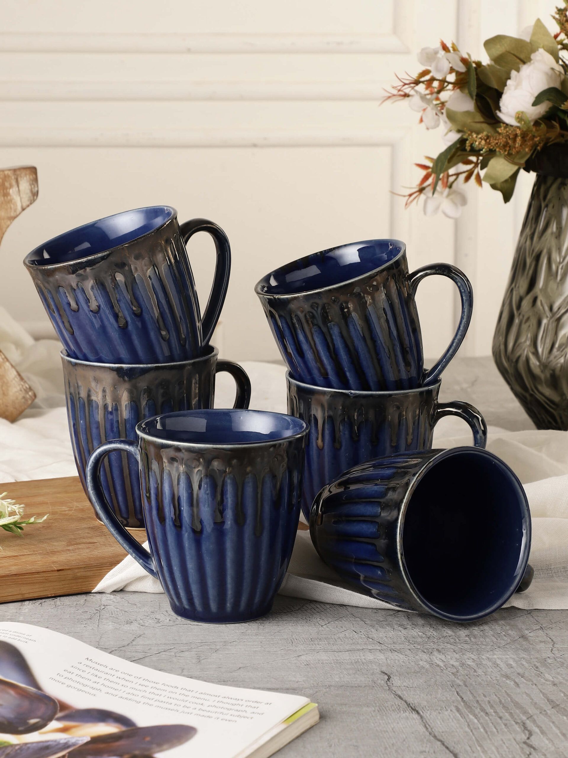 MIAH Décor Studio Pottery Blue Mugs- Set of 6