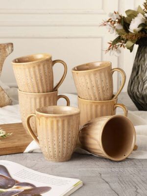 MIAH Décor Studio Pottery Smoky topaz Mugs- Set of 6