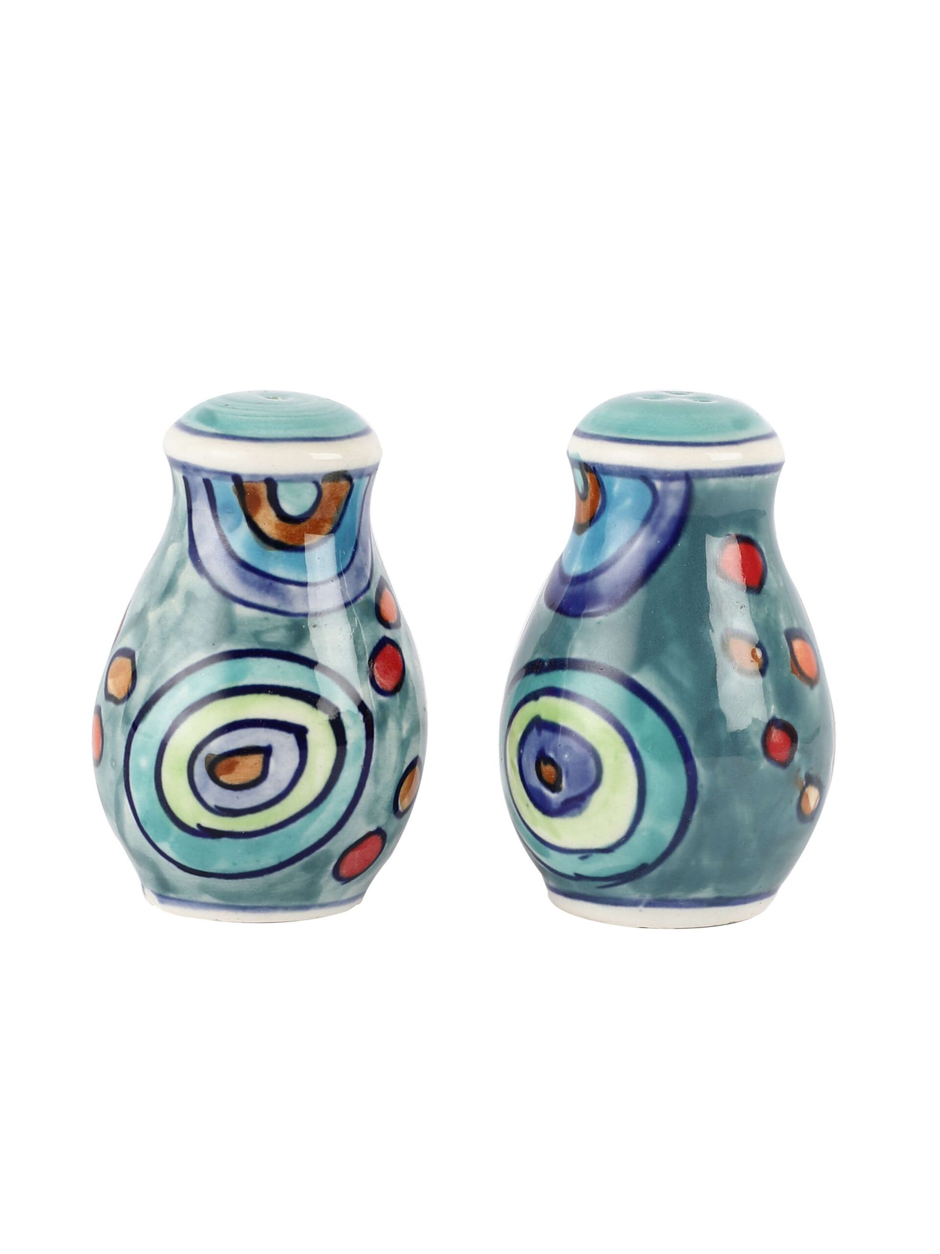 Handcrafted Teal Ceramic Salt and Pepper Shakers – Set of 2 – Hand Painted, Dishwasher Safe – MIAH Decor Tableware - Image 2