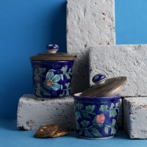 Handcrafted Ceramic Storage Jars Set of 2 – 350ml – Multicolor