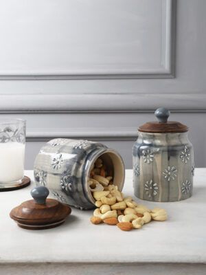 Grey Ceramic Jars – Set of 2 – 500ml Each
