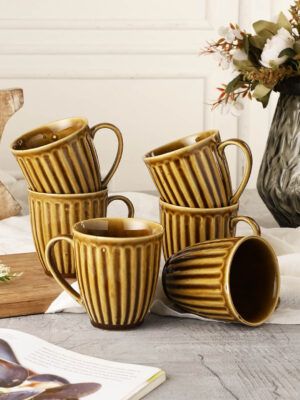 MIAH Décor Studio Pottery Taupe Mugs- Set of 6